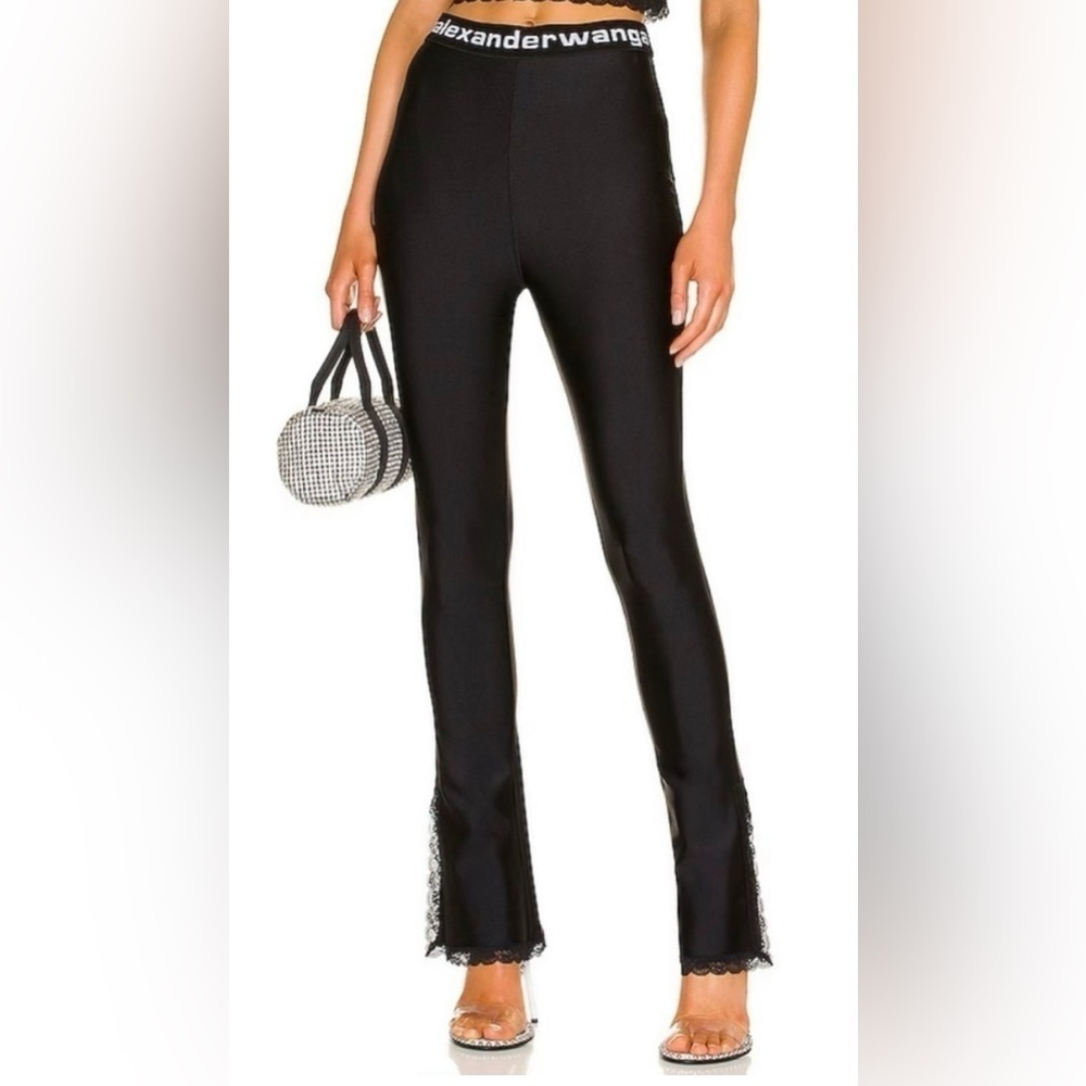 Alexander Wang Black Lace Trim Leggings
